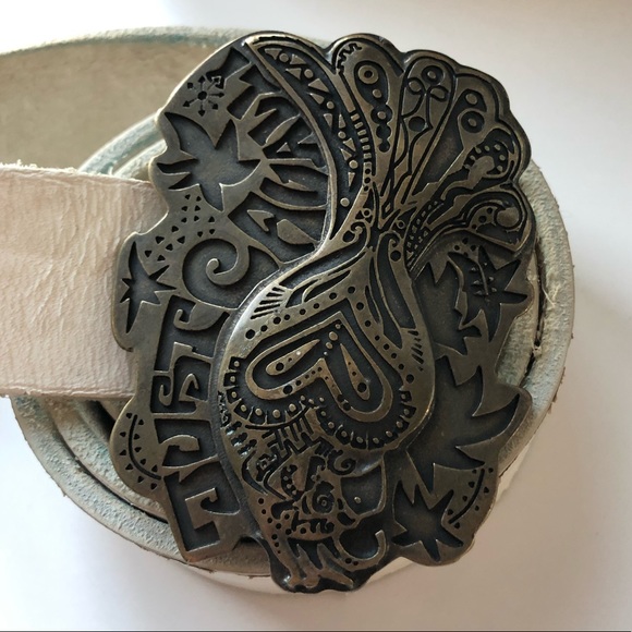 Just Cavalli White Leather Belt - Picture 3 of 4